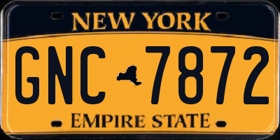 NY license plate GNC7872