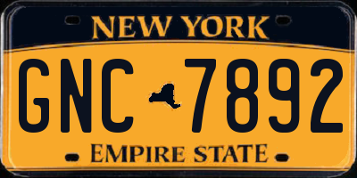 NY license plate GNC7892