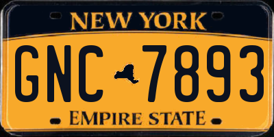NY license plate GNC7893