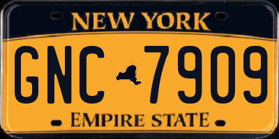 NY license plate GNC7909