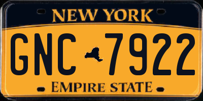 NY license plate GNC7922