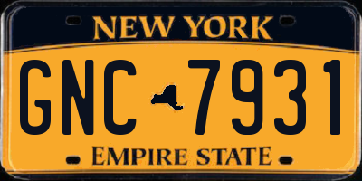 NY license plate GNC7931