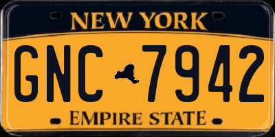 NY license plate GNC7942