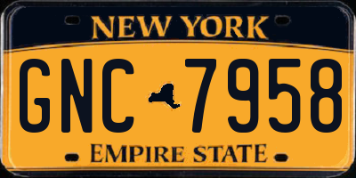 NY license plate GNC7958