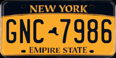 NY license plate GNC7986