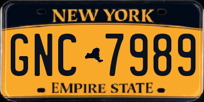 NY license plate GNC7989