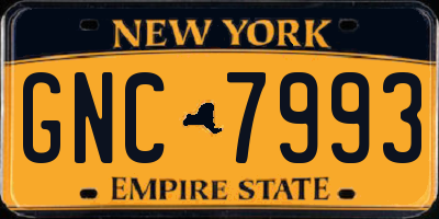 NY license plate GNC7993