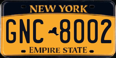NY license plate GNC8002