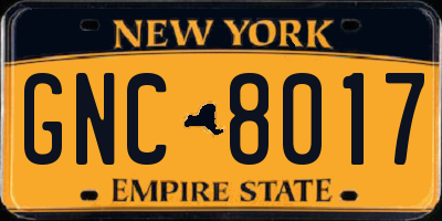 NY license plate GNC8017