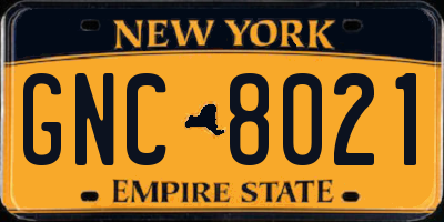 NY license plate GNC8021