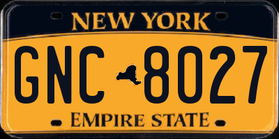 NY license plate GNC8027