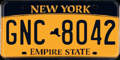 NY license plate GNC8042