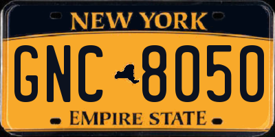 NY license plate GNC8050