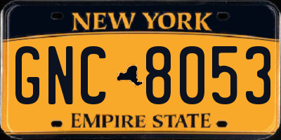 NY license plate GNC8053