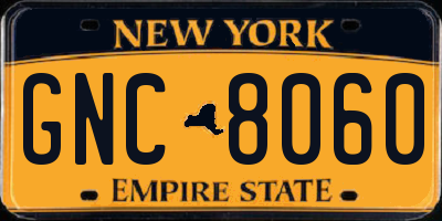 NY license plate GNC8060
