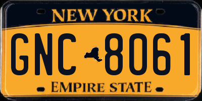 NY license plate GNC8061