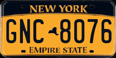 NY license plate GNC8076