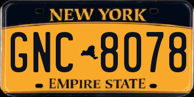 NY license plate GNC8078