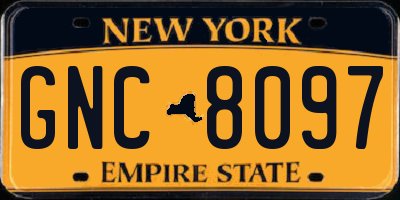 NY license plate GNC8097