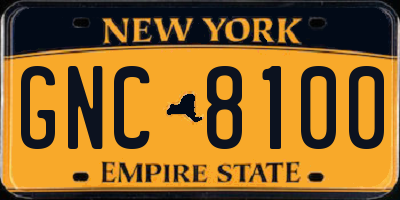 NY license plate GNC8100