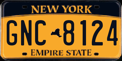 NY license plate GNC8124