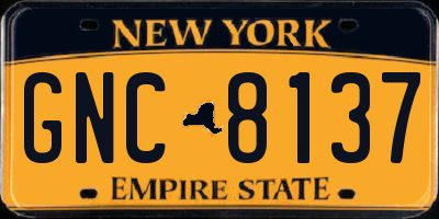 NY license plate GNC8137