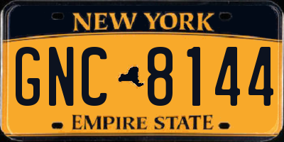 NY license plate GNC8144