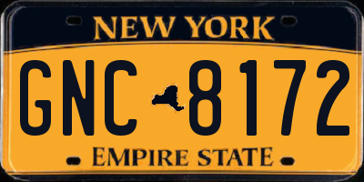 NY license plate GNC8172