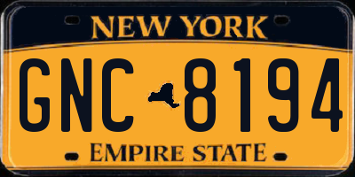 NY license plate GNC8194