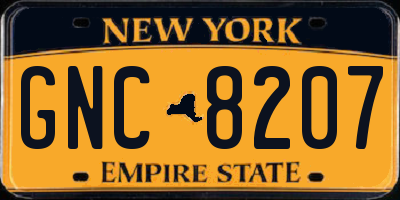 NY license plate GNC8207