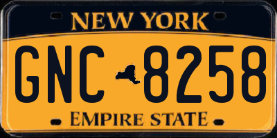 NY license plate GNC8258