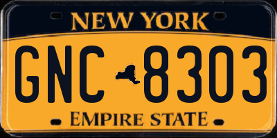 NY license plate GNC8303