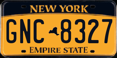 NY license plate GNC8327
