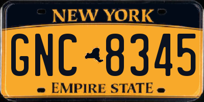 NY license plate GNC8345