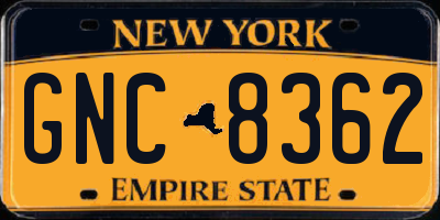 NY license plate GNC8362