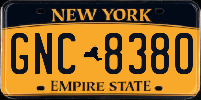 NY license plate GNC8380