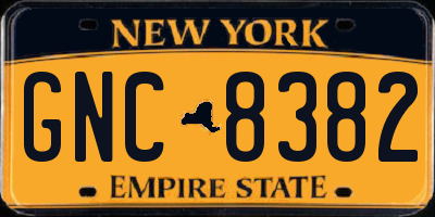 NY license plate GNC8382