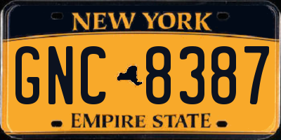 NY license plate GNC8387