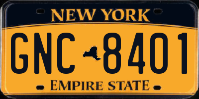 NY license plate GNC8401