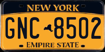 NY license plate GNC8502