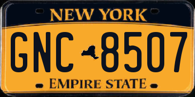 NY license plate GNC8507