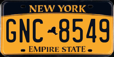 NY license plate GNC8549
