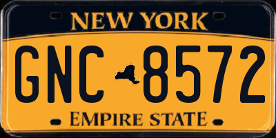NY license plate GNC8572