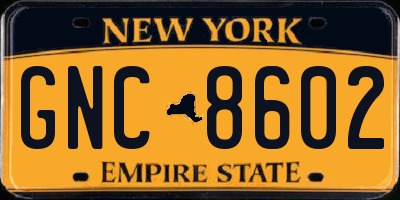 NY license plate GNC8602