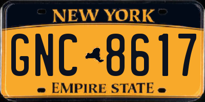 NY license plate GNC8617