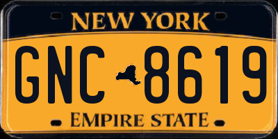 NY license plate GNC8619