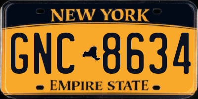 NY license plate GNC8634