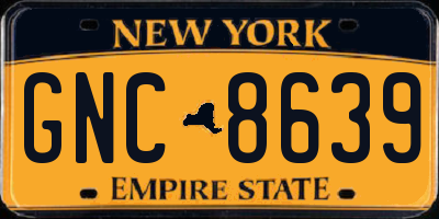 NY license plate GNC8639