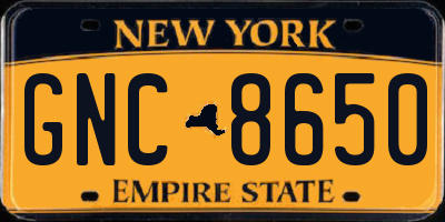 NY license plate GNC8650