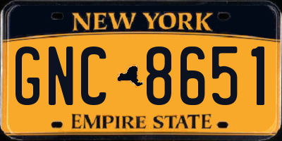 NY license plate GNC8651